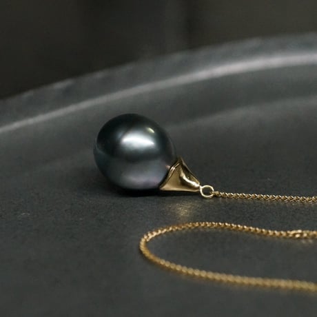 Tahitian pearl earring/Thorn/Ame_chain  ＊Single