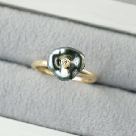 Tahitian Pearl Ring/Flower/Diamond *