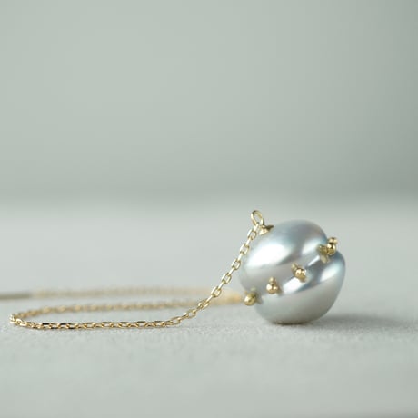 Tahitian pearl earring/Dots/Chain  ＊Single