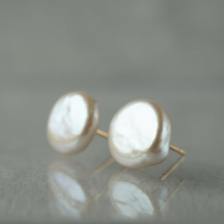 Freshwater Pearl Earrings/Coin■イヤリング対応あり■ *