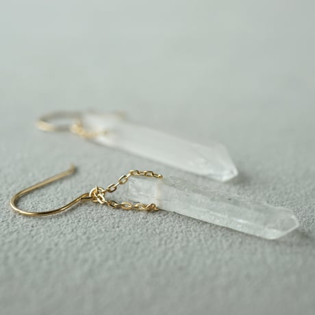Quartz Earrings/Crystal ice pillar/Hook ■イヤリング対応あり■