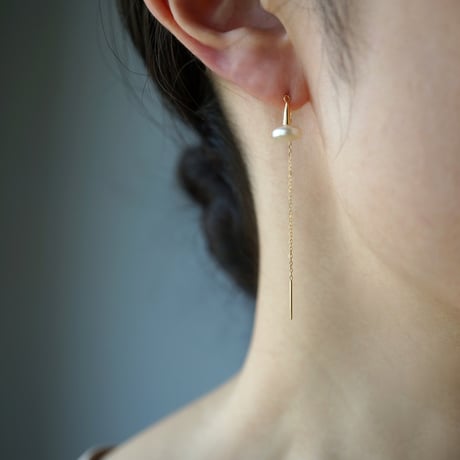 Freshwater Pearl Earring /Coin/Chain【Small】■イヤリング対応あり■ *