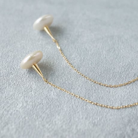 Freshwater Pearl Earring /Coin/Chain【Large】■イヤリング対応あり■ *
