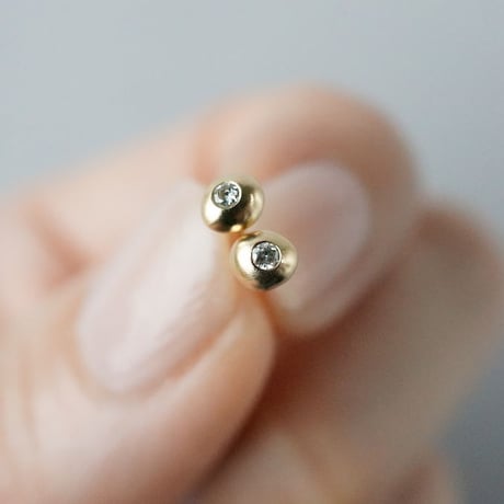 K18 Tsubu Earrings/Diamond *