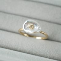 Freshwater pearl ring / Flower / Diamond