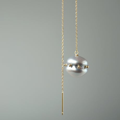 Tahitian pearl earring/Dots/Chain  ＊Single