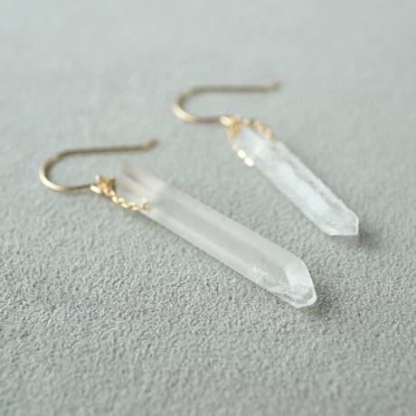 Quartz Earrings/Crystal ice pillar/Hook ■イヤリング対応あり■