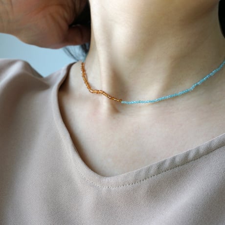 Hessonite x Apatite Necklace / K10
