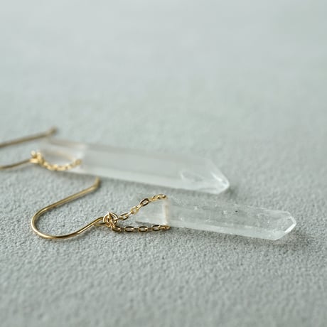 Quartz earrings/Crystal ice pillar/Hook