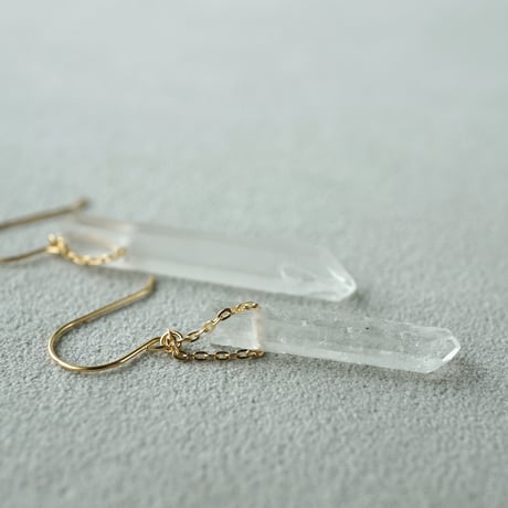 Quartz Earrings/Crystal ice pillar/Hook ■イヤリング対応あり■