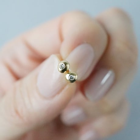 K18 Tsubu Earrings/Diamond *