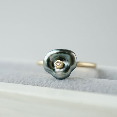 Tahitian Pearl Ring/Flower/Diamond *