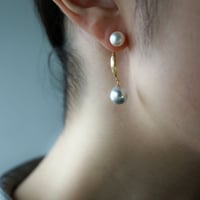 Akoya x Freshwater Pearl Earring/Crescent/Diamond  ＊Single