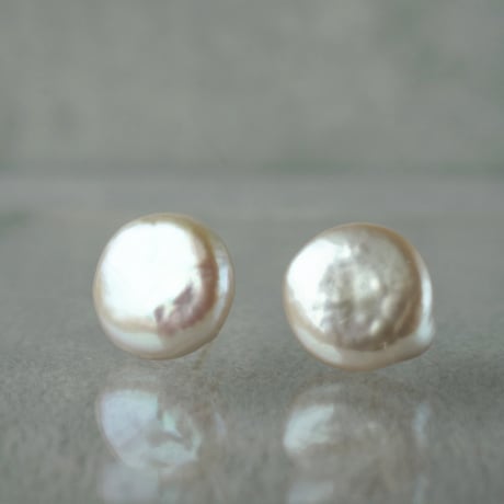 Freshwater Pearl Earrings/Coin■イヤリング対応あり■ *