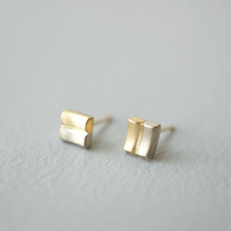 K18YG x K18WG Combination Earrings *