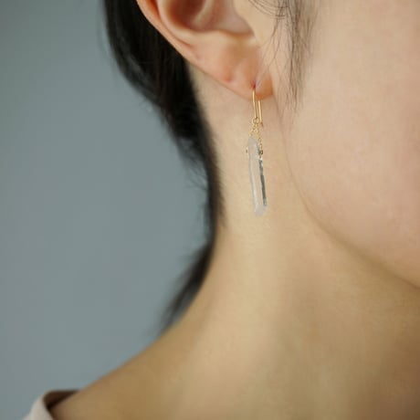 Quartz Earrings/Crystal ice pillar/Hook ■イヤリング対応あり■