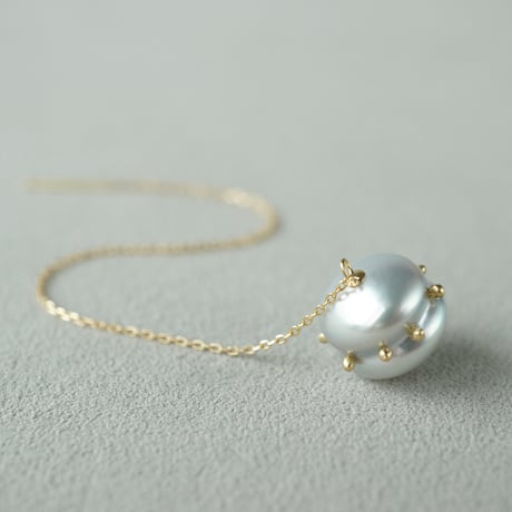 Tahitian pearl earring/Dots/Chain  ＊Single