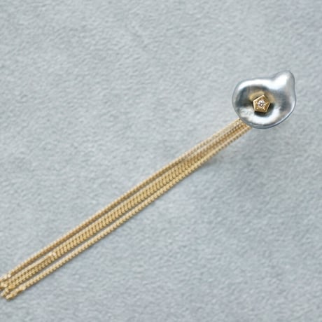 Tahitian Pearl Earring/Polygon/Dia/Fringe_chain(K18) ＊Single ■イヤリング対応あり■