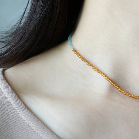 Hessonite x Apatite Necklace / K10
