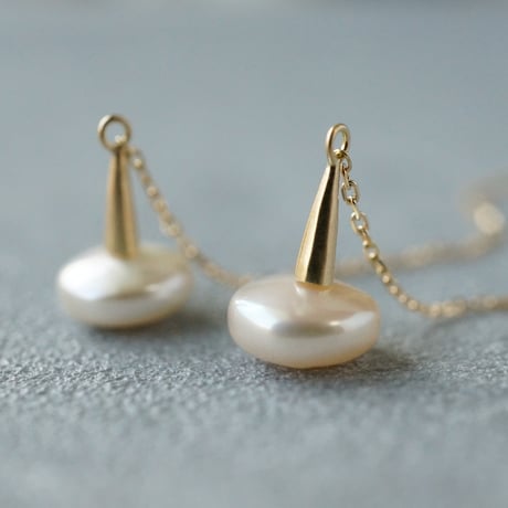 Freshwater Pearl Earring /Coin/Chain【Small】■イヤリング対応あり■ *