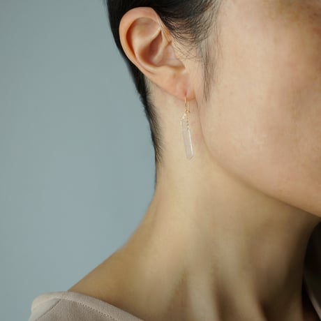 Quartz Earrings/Crystal ice pillar/Hook ■イヤリング対応あり■