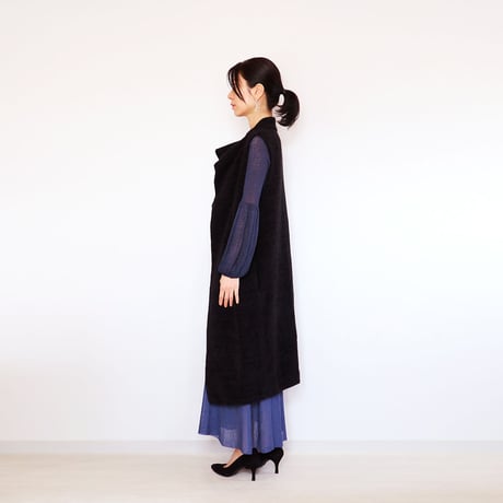 ◆ラスト1点◆Rigil[リギル] シルクモール・ノースリーブコート / ブラック