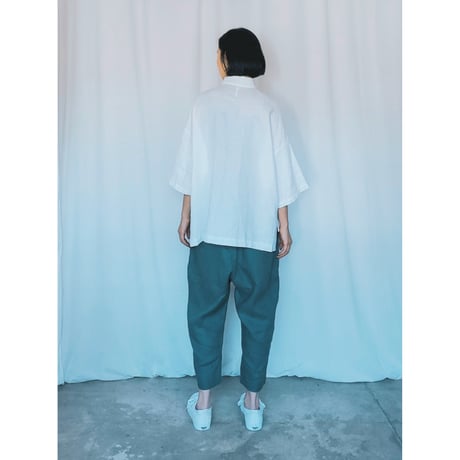リネン2タックテーパードパンツ　グレー