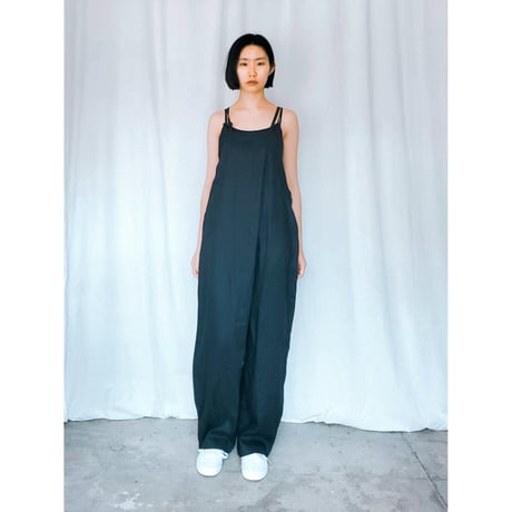 再生産アイテム　リネンカバーオール　ブラック