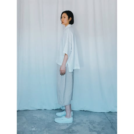 リネン5分丈ワイドパンツ　晒し