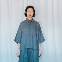 リネン台襟付きシャツカラー　グレー