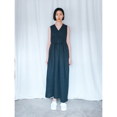 Kubuni924-2　ノンスリーブカシュクールワンピースブラック