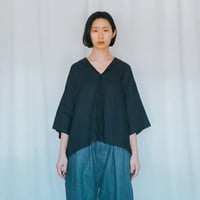 リネンセーラーカラーブラウス　ブラック