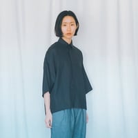 リネン台襟付きシャツカラー　ブラック