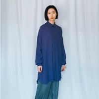 ヘリンボーン織レーヨン台襟付きシャツロング　パープル
