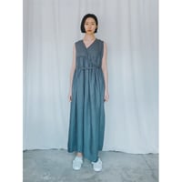 Kubuni924-4　ノンスリーブカシュクールワンピースグレー