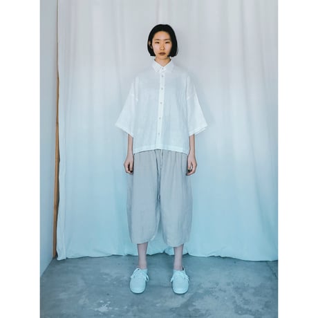 リネン5分丈ワイドパンツ　晒し
