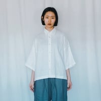 再生産アイテム　リネン台襟付きシャツカラー　ホワイト