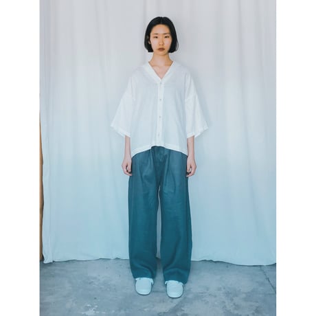 再生産アイテム　リネン2タックストレートパンツ　グレー