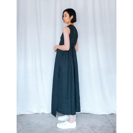 Kubuni924-2　ノンスリーブカシュクールワンピースブラック