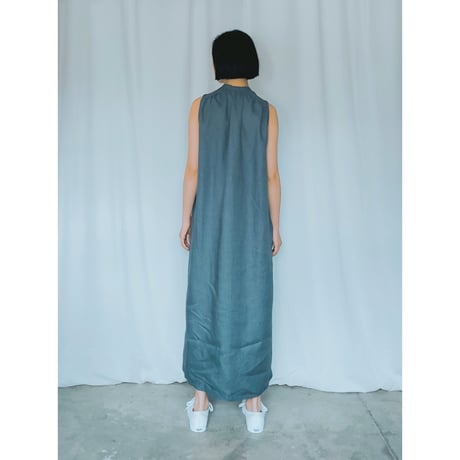 リネンノンスリーブワンピース　ブラック