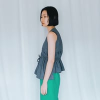 Kubuni1024-1　ノンスリーブカシュクールブラウスグレー
