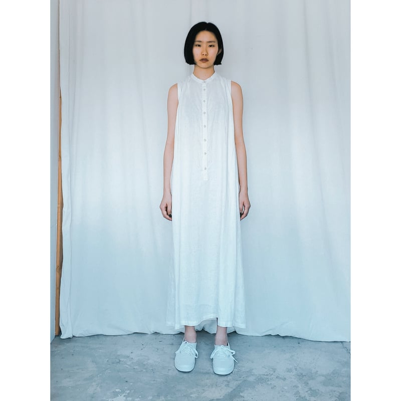 リネンノンスリーブワンピース グレー | Kubuni. store
