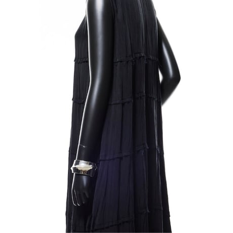 221O010 三配色ティアードドレス　B.ALLブラック