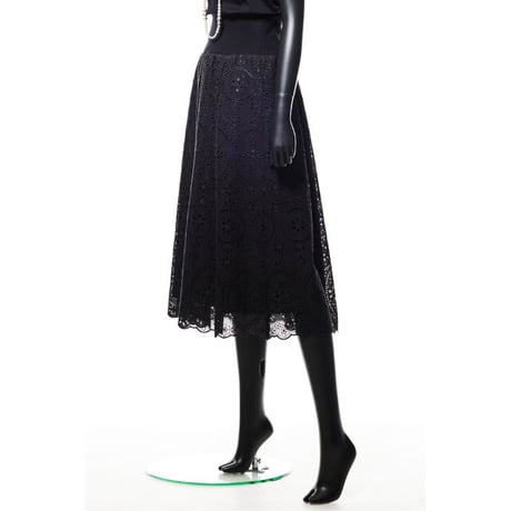 221S017 タックロングスカート　B.ブラック×ブラック