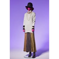 223S065 三配色ロングフレアスカート