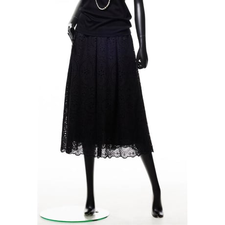 221S017 タックロングスカート　B.ブラック×ブラック