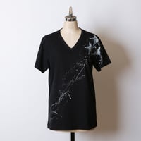 MEN'S高蔵染Vネック星柄Tシャツ／163K086（C.ブラック×オフ）