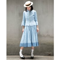 テンセルデニム　ランダムタックスカート　201S014　A.ライトブルー