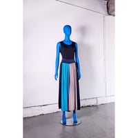 233S070　三配色ロングフレアスカート