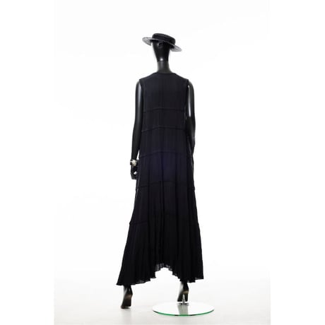221O010 三配色ティアードドレス　B.ALLブラック